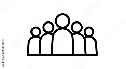 Outline icon of a group of five people representing community.