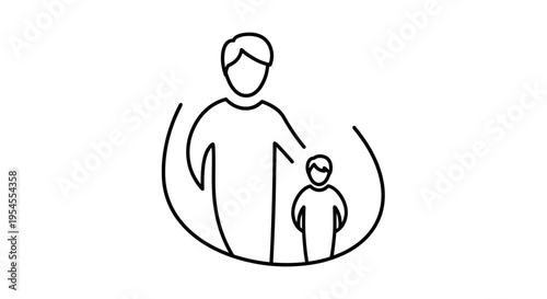 Outline illustration of a parent and child together.