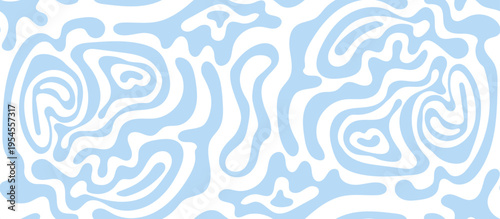 Seamless abstract wave pattern. Wavy liquid swirl background in blue color. Modern fluid line texture for  web, UI, packaging design. Vector Illustration