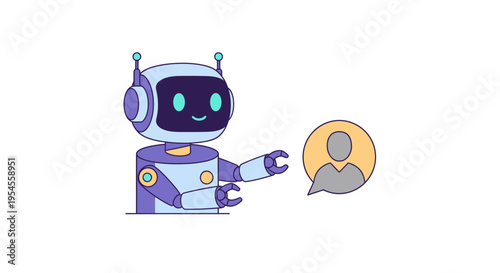 Robot offering user profile icon – personalized AI services, identification
