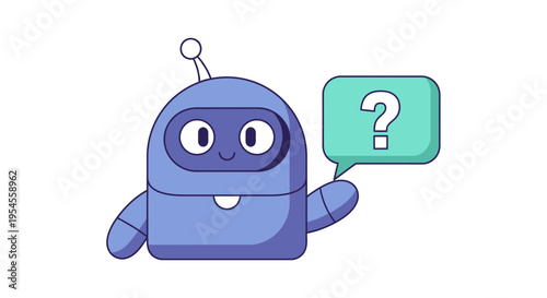 Cute robot with question mark speech bubble – AI customer service