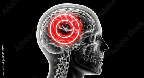 Intracranial Pressure Increase Concept Showing Dangerous Brain Compression and Neural Stress