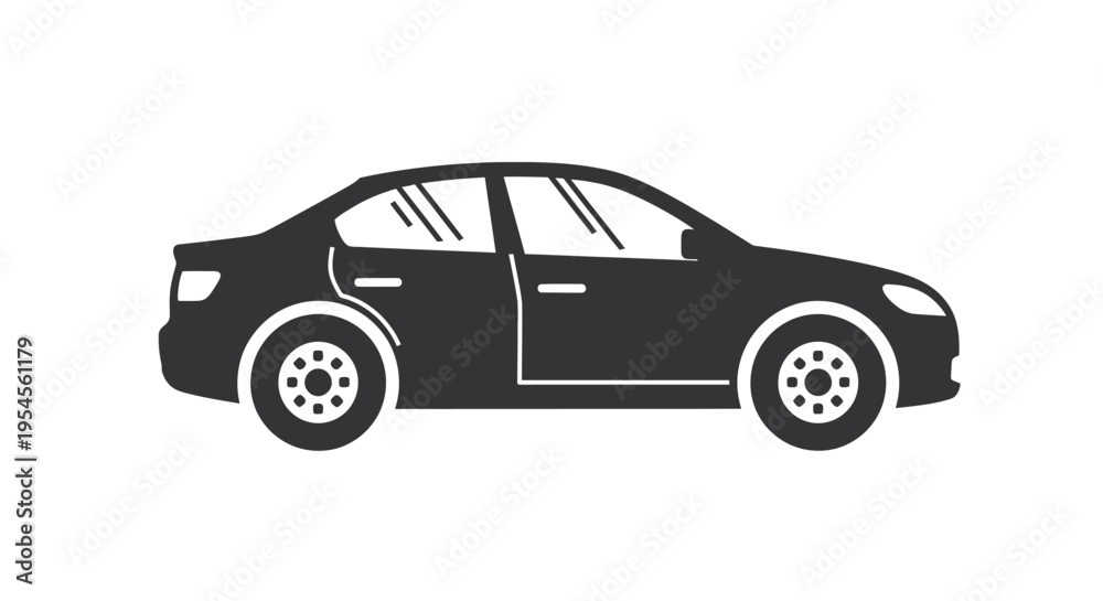 Obraz premium A sleek black car drives on the road with motion blur