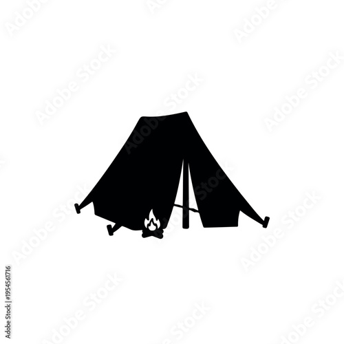 Doodle of a classic camping tent Nsilhouette icon vector illustration on white background