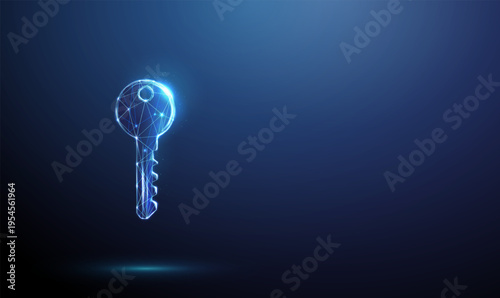 3d digital key icon. Secure access technology, electronic authentication, encrypted entry system, smart lock integration, passwordless login, identity verification concept.