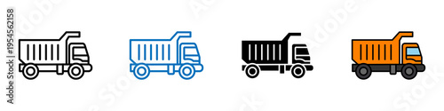  Dump truck multi - style icon design concept	
