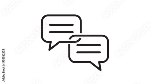 Speech bubble icons with horizontal lines representing text messages or communication in a simple outline style.