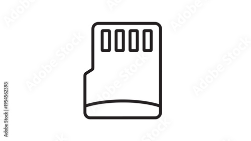 Micro SD card icon with clean lines and four contact pins, representing digital storage and data transfer technology.
