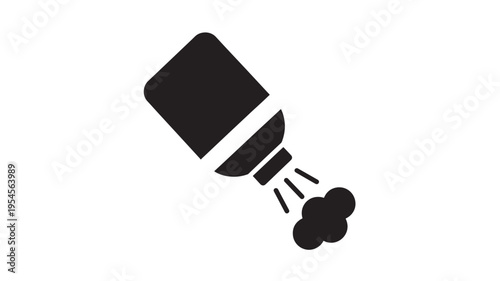 Bottle spray icon with dispensed liquid droplets, representing aerosol or spray functionality in a simplified graphic.