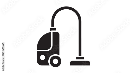 Vacuum cleaner icon with a flexible hose and floor nozzle, representing household cleaning equipment and appliance