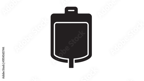 IV bag icon with clear tubing attached for medical fluid administration or liquid therapy featuring infusion, drip, healthcare with hospital and