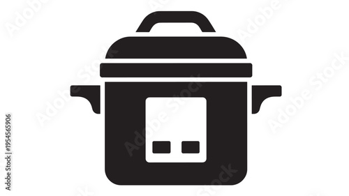 Pressure cooker icon with control panel and handle, representing kitchen appliance for fast cooking and healthy meals.