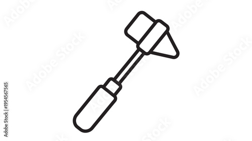 Reflex hammer outline simple medical tool for neurological testing and physical examination, with rubber head and handle.