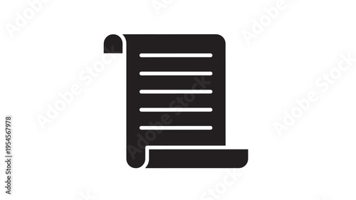 Scroll icon with text lines and rolled edges, representing documents or historical manuscripts in a simple black silhouette.