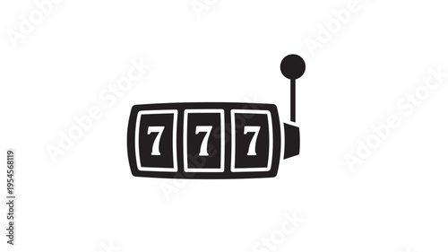 Slot machine with three sevens and a lever, representing luck and gambling. featuring casino, chance, jackpot with winning and game elements for