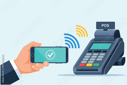 Contactless payment using a smartphone and pos terminal completing a transaction