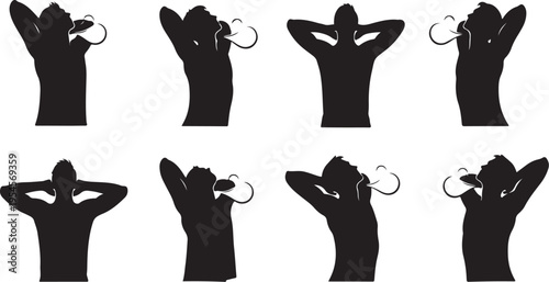 Silhouettes of hands holding and twisting metal wire shapes