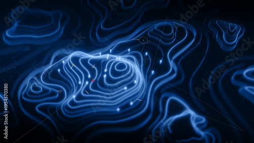 Konstfotografi Futuristic holographic topographic environment featuring dynamic geomorphologica