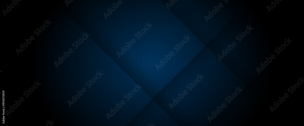 Obraz premium Abstract Dark Blue Geometric Background with Elegant Diagonal Shapes and Shadow Layers, Professional Modern Technology Header Backdrop for Corporate Presentation and Web Design