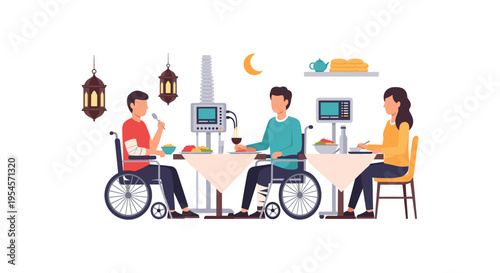 Diverse group of people with disabilities working together in inclusive office