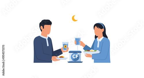 Couple enjoying midnight snack and drinks together