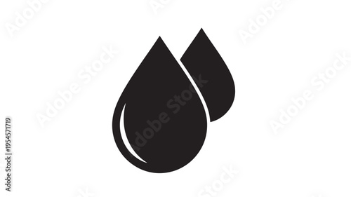 Water drops black icon with white background, symbolizing liquid, wetness, and purity for clean fluid elements.