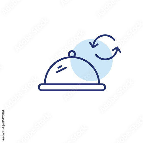 Restaurant cloche and renew arrows. Order refreshed, menu update. Pixel perfect, editable stroke vector icon