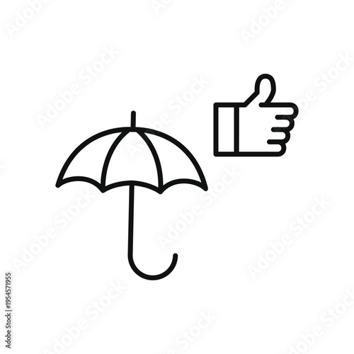 Protection approval, coverage satisfaction, safety trust. Umbrella and like. Pixel perfect, editable stroke vector icon