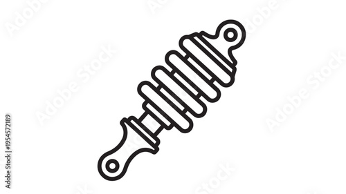 Shock absorber icon with black lines representing suspension and vehicle parts. featuring car part, mechanical, automotive with engine and coil