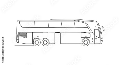 Double Decker Bus Line Art Illustration - Modern Coach Transportation