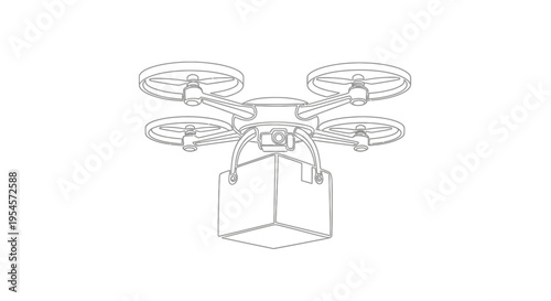 Drone Delivery Outline Icon: Future Logistics and Package Transport
