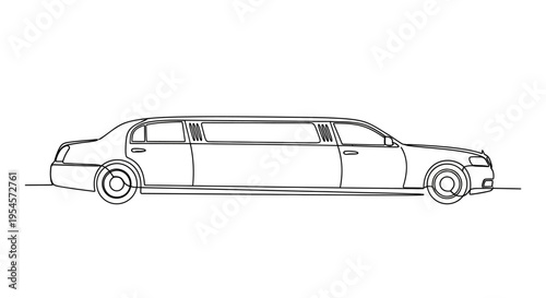 Elegant Limousine Continuous Line Drawing
