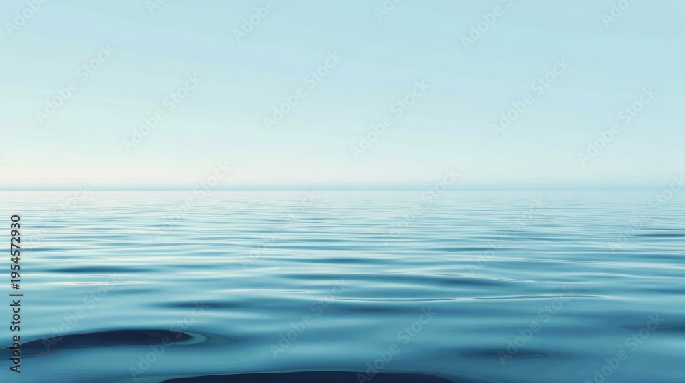 Obraz premium Calm Blue Ocean Surface with Gentle Waves Under Clear Sky on Tranquil Day for Peaceful Background or Relaxing Themes
