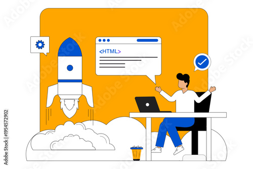 Developer developing new website Illustration