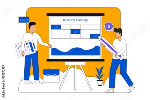 Employees doing business planning Illustration
