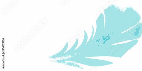 Abstract turquoise brushstroke resembling a feather or flowing plant