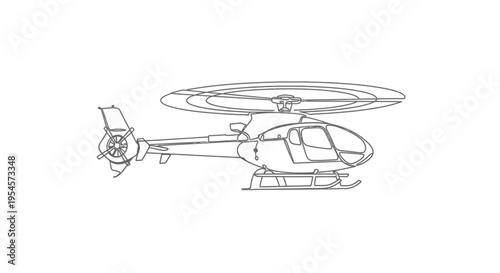 Helicopter Line Art Drawing
