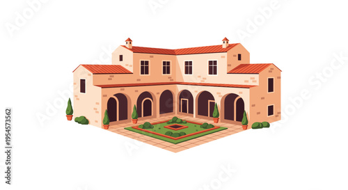 Spanish style villa with courtyard and arches