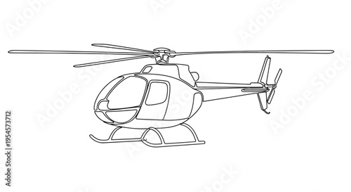Line Art Helicopter Illustration - White Background