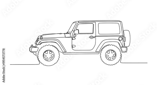 Line Drawing of a Rugged Off-Road Vehicle - Jeep Style