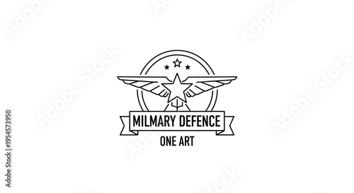 Military Defence Logo: Wings, Star, Shield Emblem for Aviation, Security, Veteran