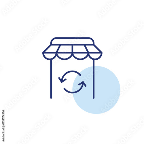 Mobile app and renew arrows. Shopping update, app refresh, retail renewal. Pixel perfect, editable stroke vector icon