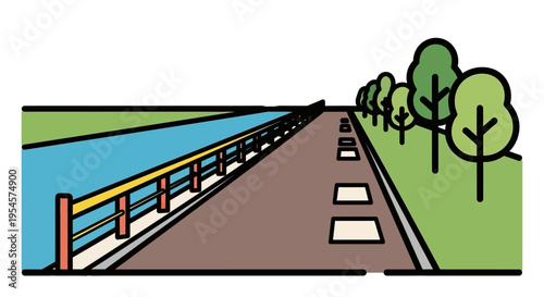 Brown Road with White Markings Ahead.