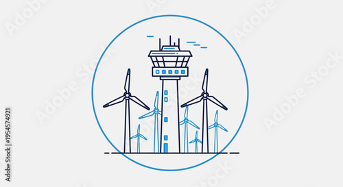 Wind turbines generating renewable energy power.