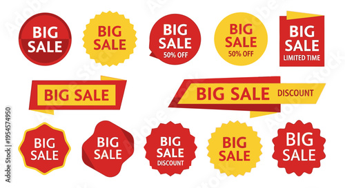 Big sale discount labels and stickers.