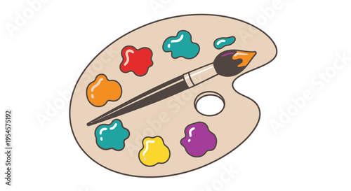 Colorful paint palette with brush.