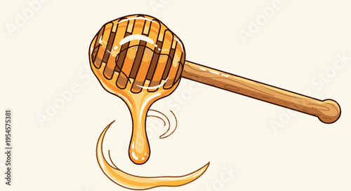Honey dripping from wooden honey dipper 7.