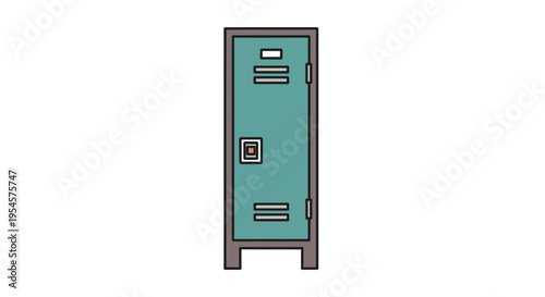 Teal colored metal storage locker unit.