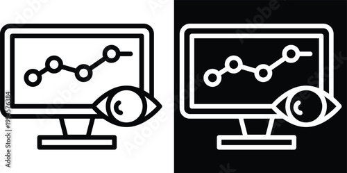 monitor Two-tone version in black and white background