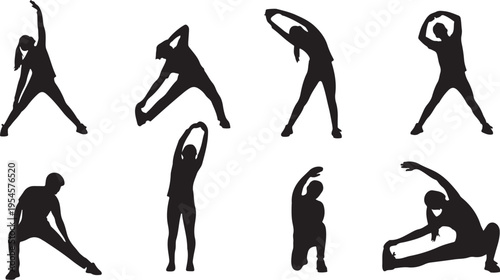 Yoga poses silhouettes for fitness and wellness concept designs